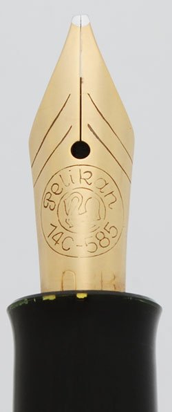 Pelikan 100N Fountain Pen - Black, Fluted Cap Band and Clip, 14k